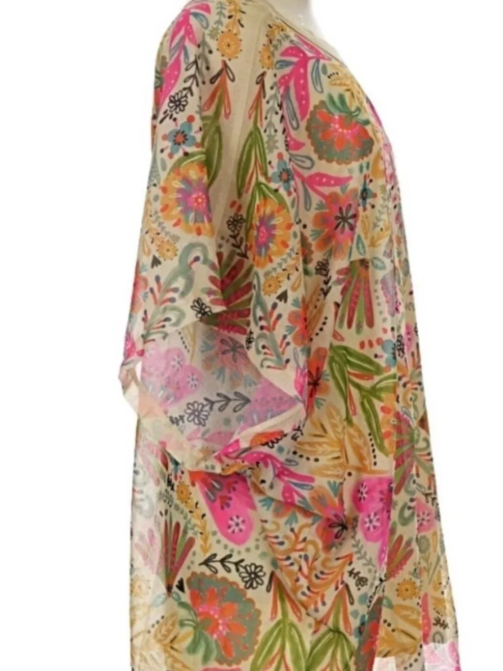 Natural Life vibrant pink floral lightweight poly dress size M - Picture 3 of 7